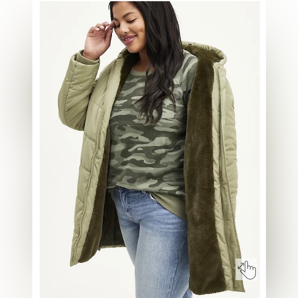 Torrid fur trim fit and flare puffer coat